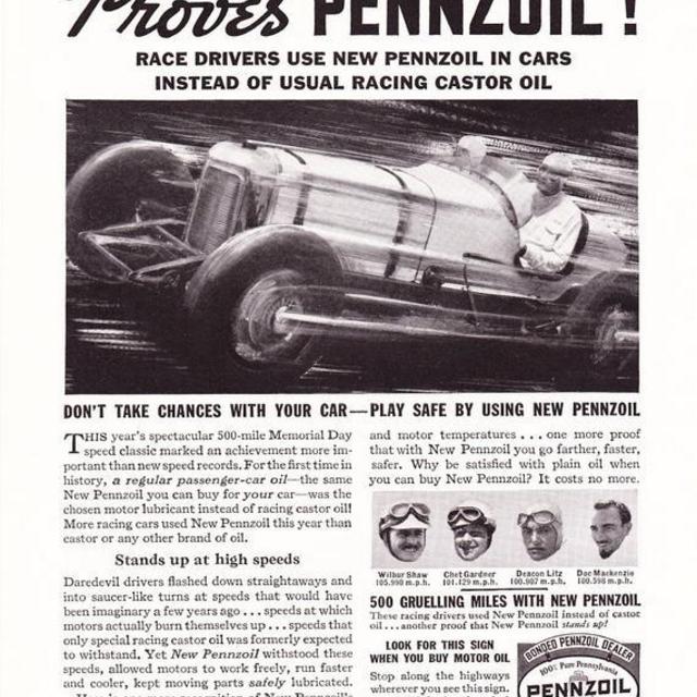 6.5" x 10" Framed Vintage Pennzoil Motor Oil Advertisement Print