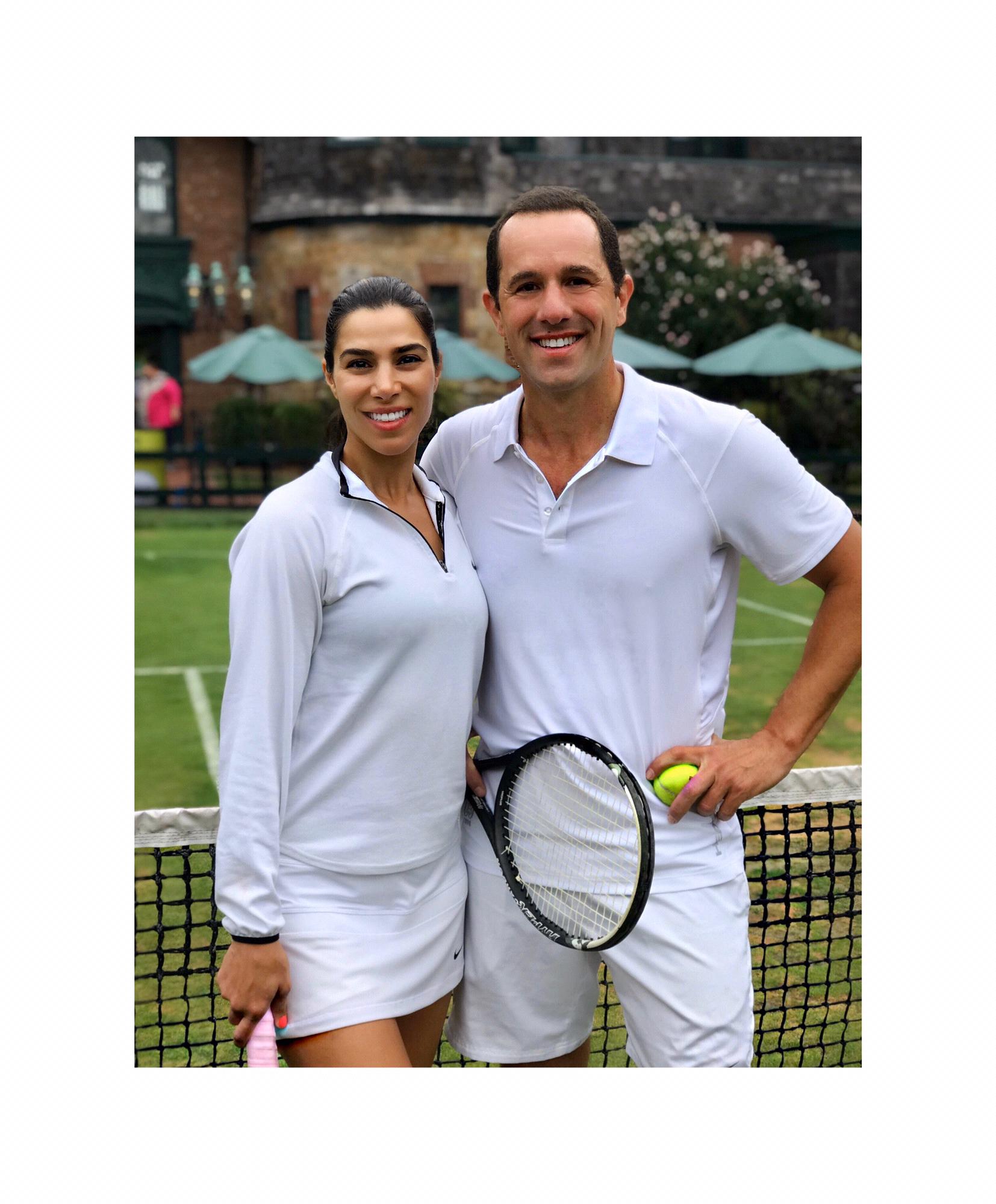 We started dating after about three weeks of frequently playing tennis!