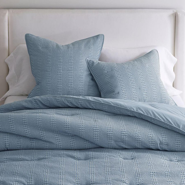 Chambray Honeycomb Cotton Comforter, Full/Queen