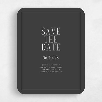 Black Rounded Wedding Save the Date - Vence Portrait