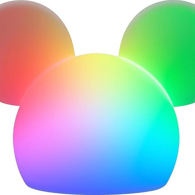 Disney Mickey Mouse Squishy Light, Color Changing, Night Light for Kids, USB Lamp, Battery Operated, Dimmable, Ideal for Bedroom, Playroom, Living Room, and More, 66944