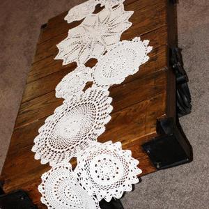 DashwoodShop - Beautiful Handmade crochet doily table runner, Ivory or White, Vintage, Antique doile