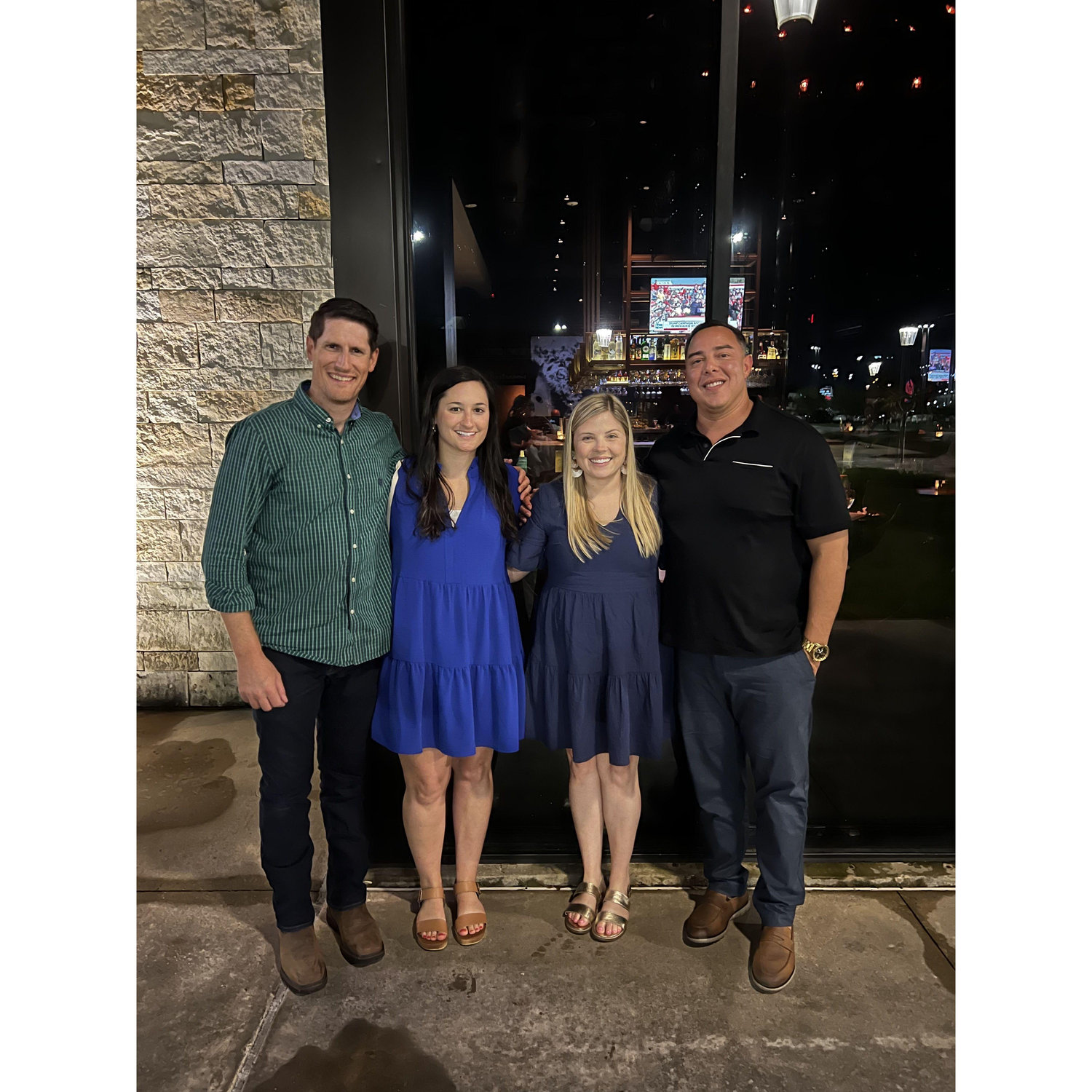 Eli's birthday dinner in July! The first of many group dates and photos with Carli and Brad!