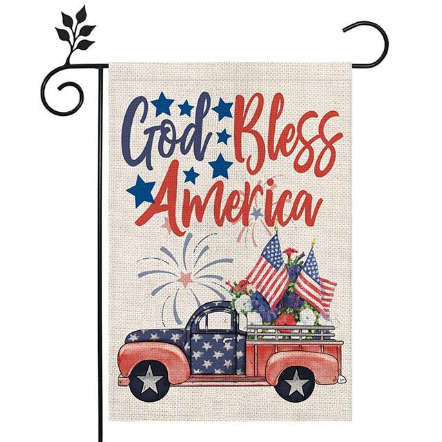 CROWNED BEAUTY Memorial Day God Bless America Garden Flag 12×18 Inch Double Sided 4th of July Independence Day Patriotic American Veteran Soldier Yard Outdoor Decor CF129-12