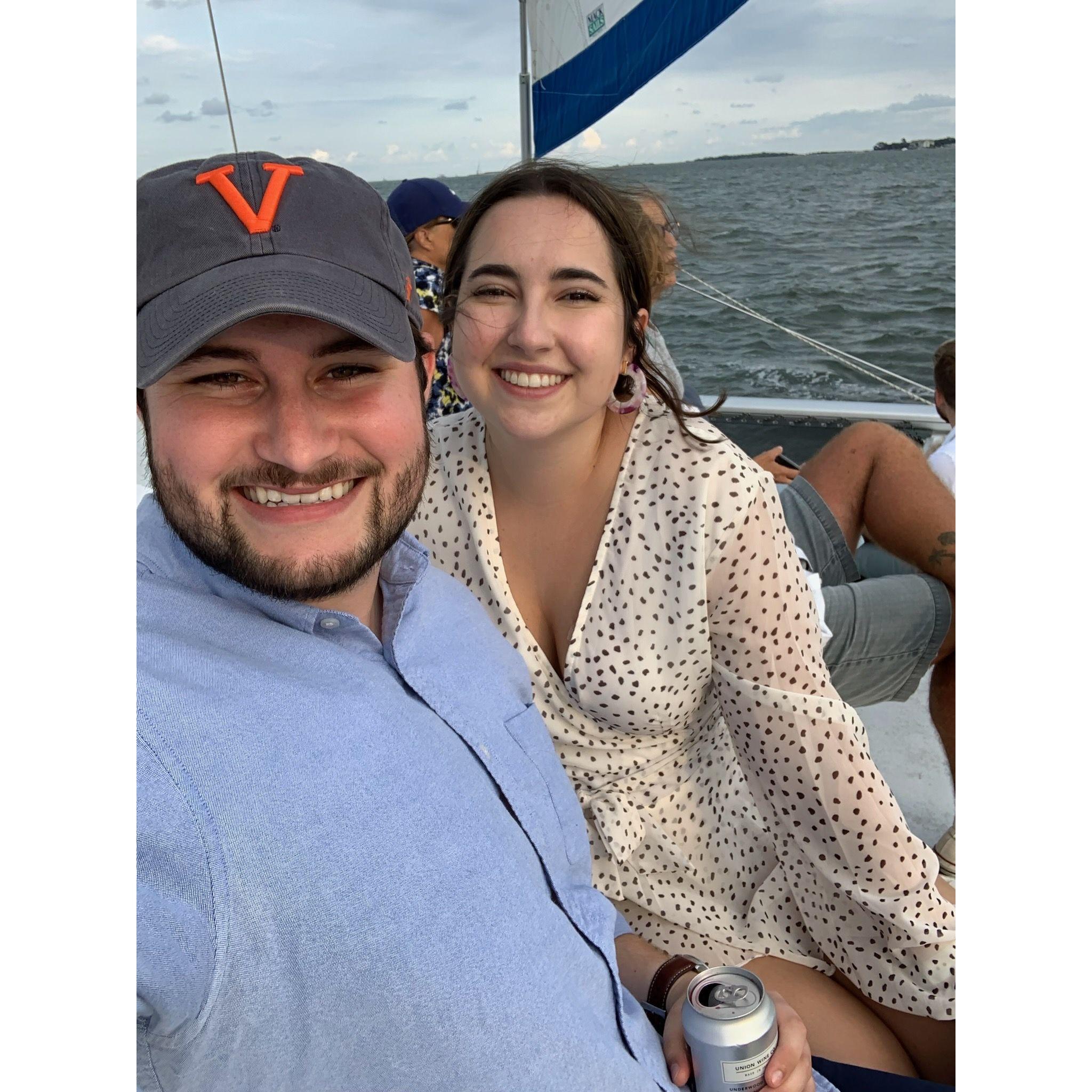 Our first time on a sailing trip in Charleston, something we still love to do when we can!