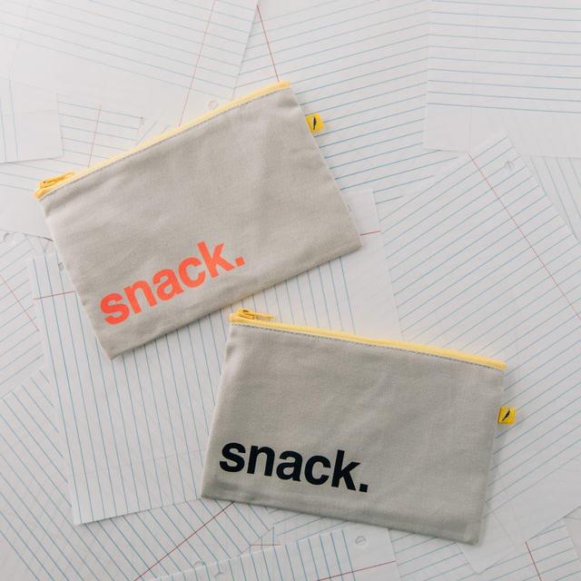 Zip Snack Sack - 'Snack' (2) Black & Orange