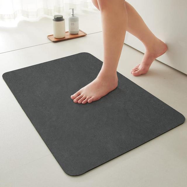 Quick Dry Bath Mat, Bathroom Rugs Non Slip Washable Thin Absorbent Bath Mat Fits Under Door Bathroom Floor Mat Perfect for Bath, Shower, or Sink 24"x36" Grey
