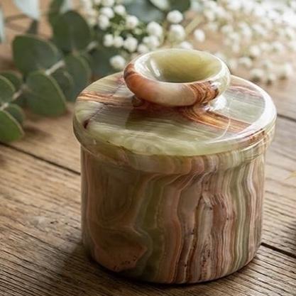 Radicaln Marble Butter Keeper 4.25'' Inches Green Onyx Handmade Butter Storage Container French Butter Dish for Kitchen Countertop & Butter Crock For Counter With Water