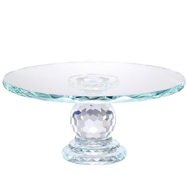 Uten Crystal Glass Cake Stand, 10.7'' Cake Display Stand, Crystal Glass Fruit Plate, Clear Crystal Cake Stand, Display Desserts Holder for Wedding Cakes Serving Platters