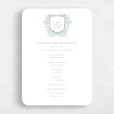 Green Rounded Wedding Program - Bella