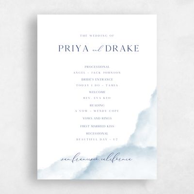Dark Royal, Blue Wedding Program - Altavilla