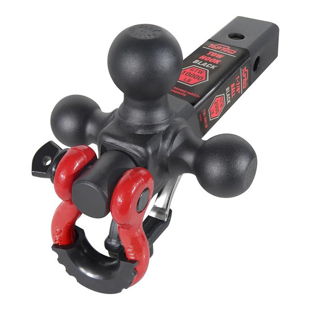 TOPTOW Trailer Hitch Tri-Ball Hitch Mount w/Matte Black Triple Tow Ball, 2-inch Shank, Multi-fit for 2 inch Trailer Hitch Receiver