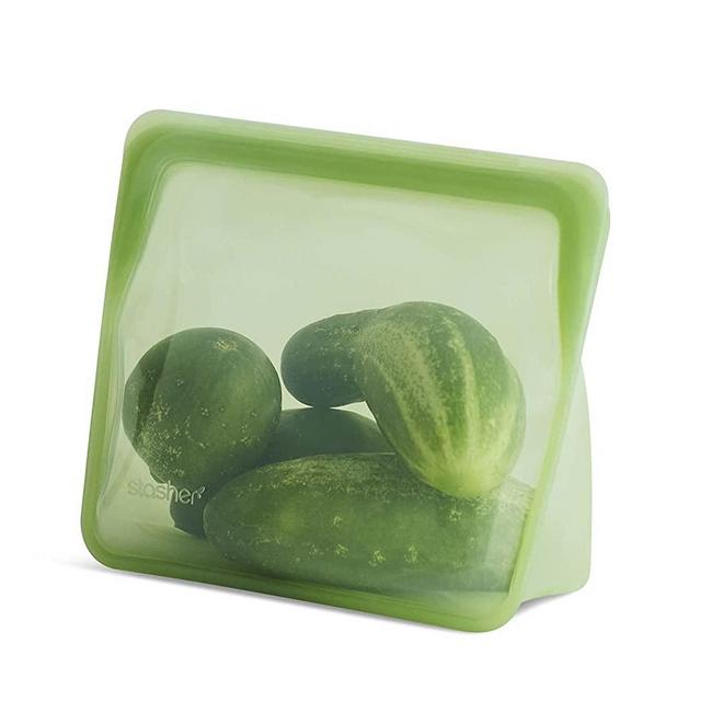 Stasher Platinum Silicone Food Grade Reusable Storage Bag, Green Rainbow (Stand-Up Mid) | Cook, Store, Sous Vide, or Freeze | Leakproof, Dishwasher-Safe, Eco-friendly | 56 Oz