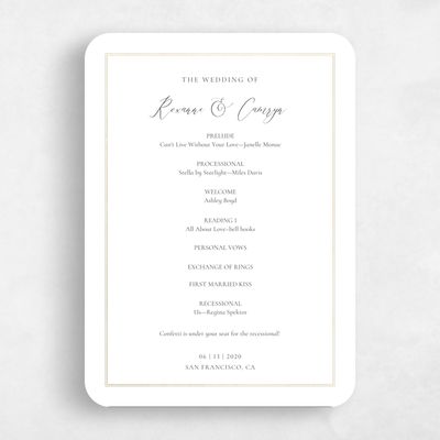 White Rounded Wedding Program - Novela Foil