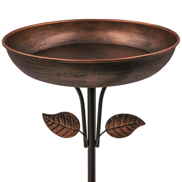 OUISJYER Metal Bird Bath for Outdoors, 12" Dia Bowl with Stable Upgrades Stake Birdbaths Garden Yard Lawn Decor 0.7 Gallon
