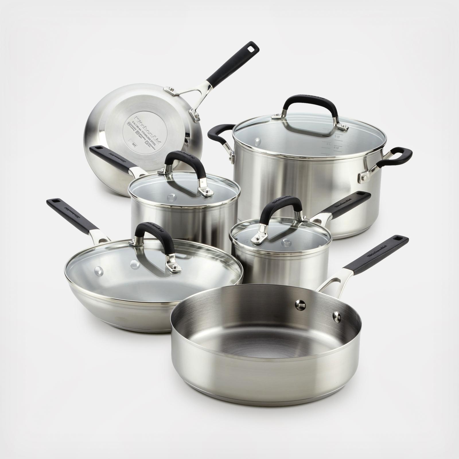 KitchenAid 10-Piece 5-Ply Clad Stainless Steel Cookware Set + Reviews, Crate & Barrel