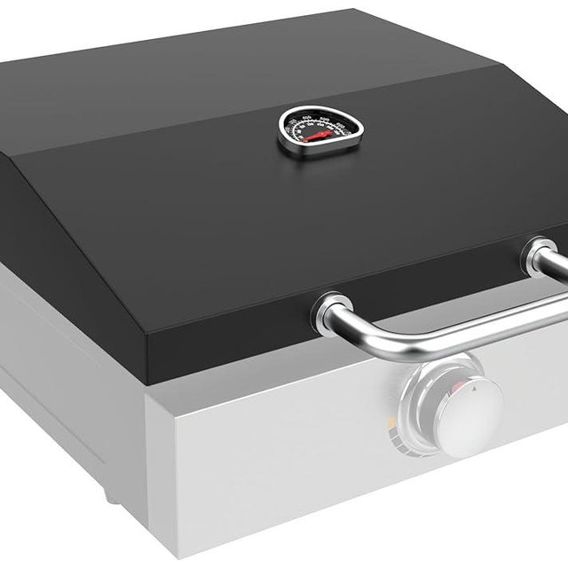 Hard Cover Hood with Temperature Gauge for Blackstone 17 inch Table Top Griddle, Hinged Lid for Blackstone 17" Front or Rear Grease Model, Black