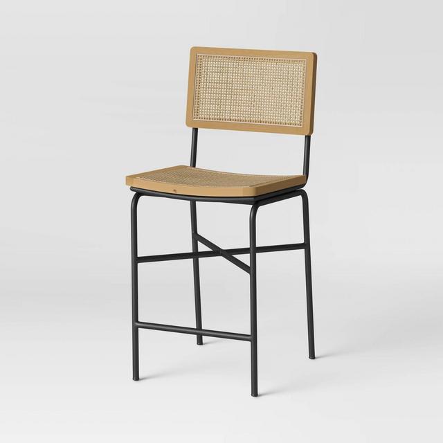 Errol Cane and Wood Counter Height Barstool with Metal Legs - Threshold™