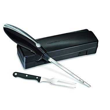 Hamilton Beach Electric Knife for Carving Meats, Poultry, Bread, Crafting Foam and More, Storage Case and Serving Fork Included, Black (74275R)
