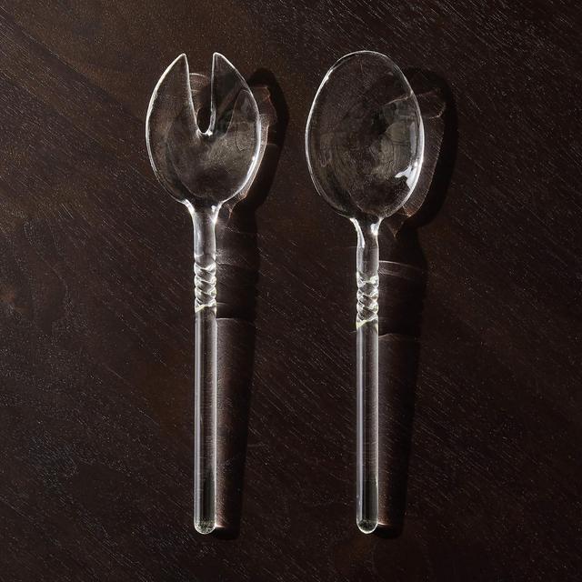 Twist Glass Salad Servers