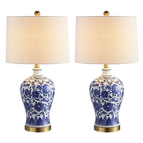 JONATHAN Y JYL1073A-SET2 Table Lamp, Blue/White, 2 Piece