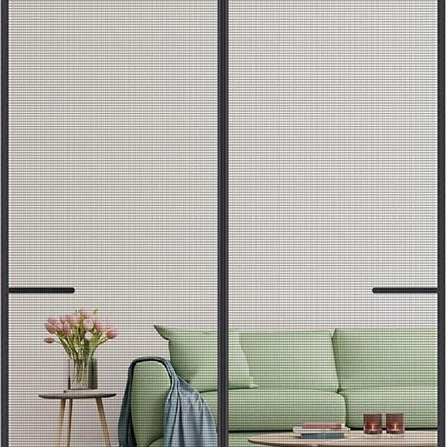 Magnetic Screen Door Upgraded-Model Full Strip Magnets,Fiberglass Heavy Duty Mesh,Retractable Door Screen Magnetic Closure for Single Front Sliding Door