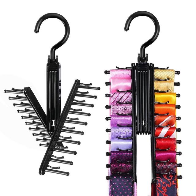 TINGOR Upgraded 2 PCS See Everything Cross X 20 Tie Rack Holder,Rotate to Open/Close Tie and Belt Hanger With Non-Slip Clips,360 Degree Swivel Space Saving Organizer
