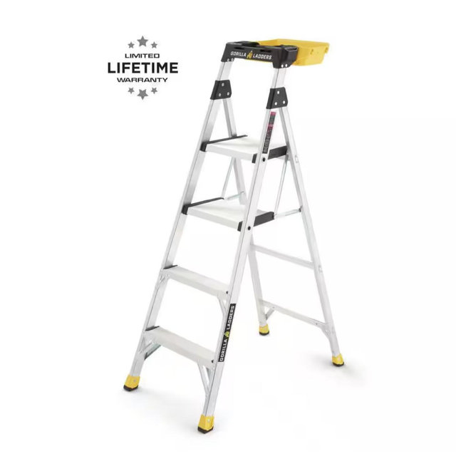 Gorilla Ladders 5.5 ft. Aluminum Dual Platform Heavy-Duty Ladder with Project Bucket