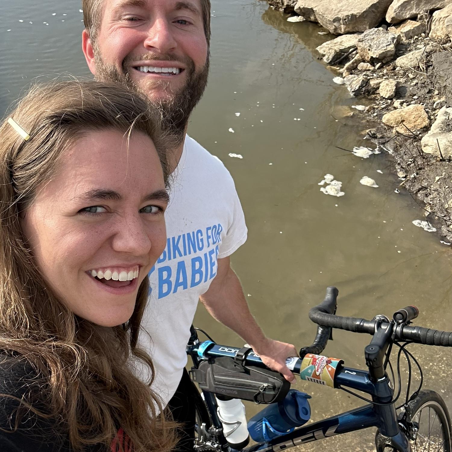 As our love grew, Mary drove me all the way over into Nebraska to dip my bike in before I did a week trek across Iowa to complete RAGBRAI biking Iowa from end to end.