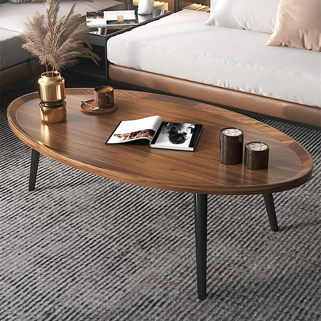 Wooden Coffee Table,Industrial Nesting Tables Oval Coffee Table Tea Table Modern Sofa Table End Tables for Living Room Home Office Apartment Coffee House(32")