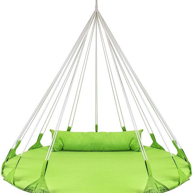 Sorbus Hanging Swing Nest with Pillow, Double Hammock Daybed Saucer Style Lounger Swing, 264 Pound Capacity, for Indoor/Outdoor Use (Swing Nest - Green)