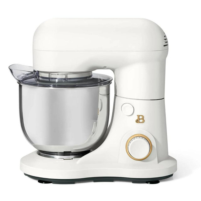 Beautiful 3.5 Qt Stand Mixer by Drew Barrymore – Lightweight, Powerful 300W Motor, 12 Speeds, Tilt-Head Design, Stainless Steel Bowl, Dishwasher-Safe Accessories (White Icing)