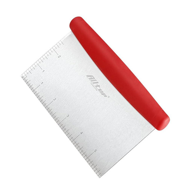 ALLTOP Bench Scraper & Chopper for Kitchen - Ideal Baking Essential Utensil,Stainless Steel Pastry/Dough/Food Cutter Tool for Cake Pizza Bread,Cooking - 1 Pack,Red
