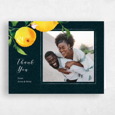 Darkest Teal, Green Wedding Thank You - Folly Portrait