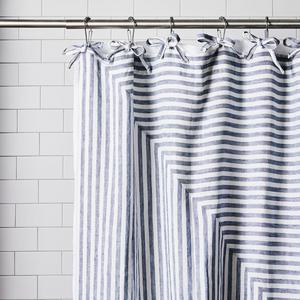 Handmade Tie-Top Linen Bath Curtain