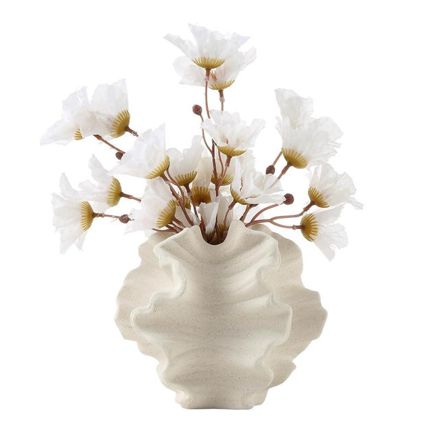 BUICCE Off White Ceramic Coral Vase for Pampas Grass Decor Modern Decorative Dandelion Vase for Flower Home Office Living Room Table Centerpieces.