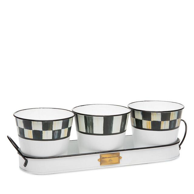 Mackenzie-Childs Spectator Set of 3 Galvanized Herb Pots with Tray