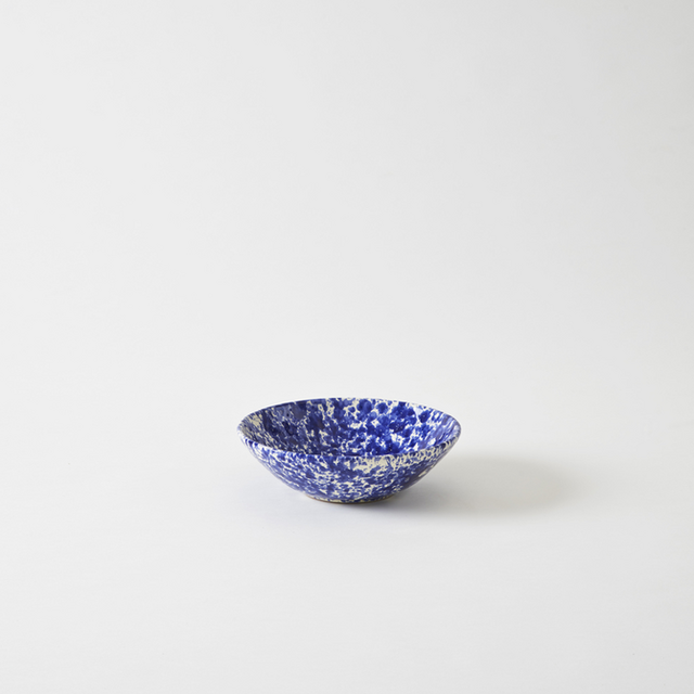 Blue on Cream Splatterware Pasta Bowl