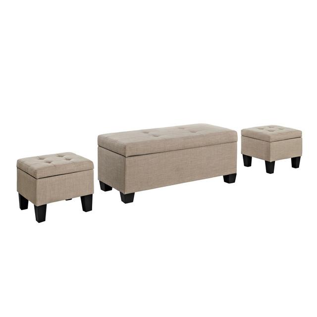 Set of 3 Everett Storage Ottoman Natural - Picket House Furnishings
