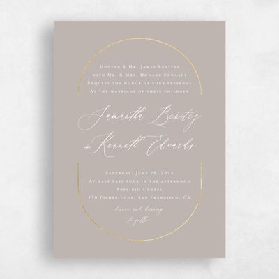 Greige, Grey Wedding Invitation - Paltz Portrait Foil