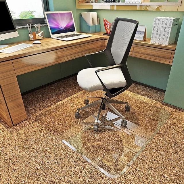 Premium Tempered Glass Chair Mat with Exclusive Beveled Edge | 36 x 46 Inch | The Ultimate in Office Elegance by Clearly Innovative, Office Chair Mat for Carpet or Hardwood Floor