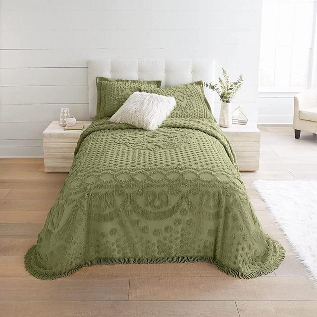 BrylaneHome Georgia Chenille Bedspread - Queen, Sage Green