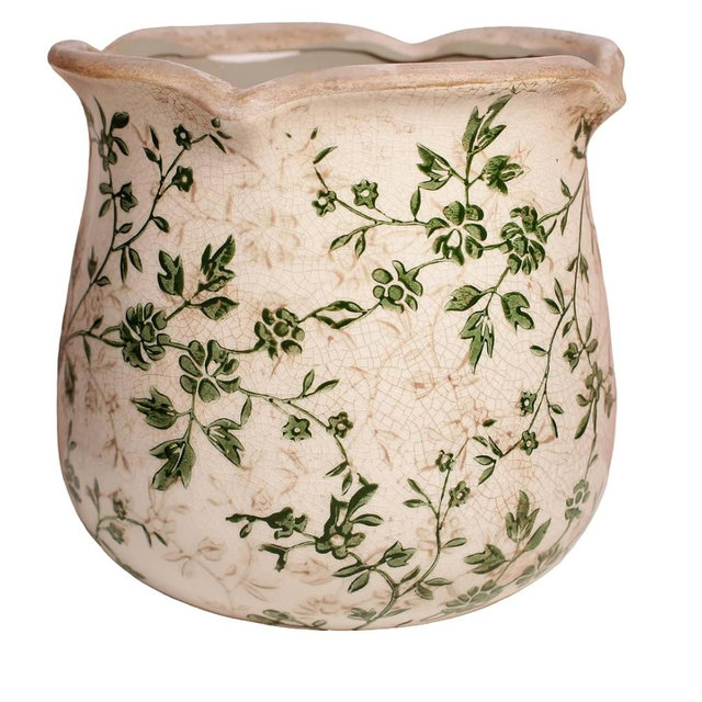 Xiaan Jiaju Vintage Ceramic 6.11'' Plant Pots, Decorative Vase for Indoor Garden, Room & Home Decor, Sage Beige
