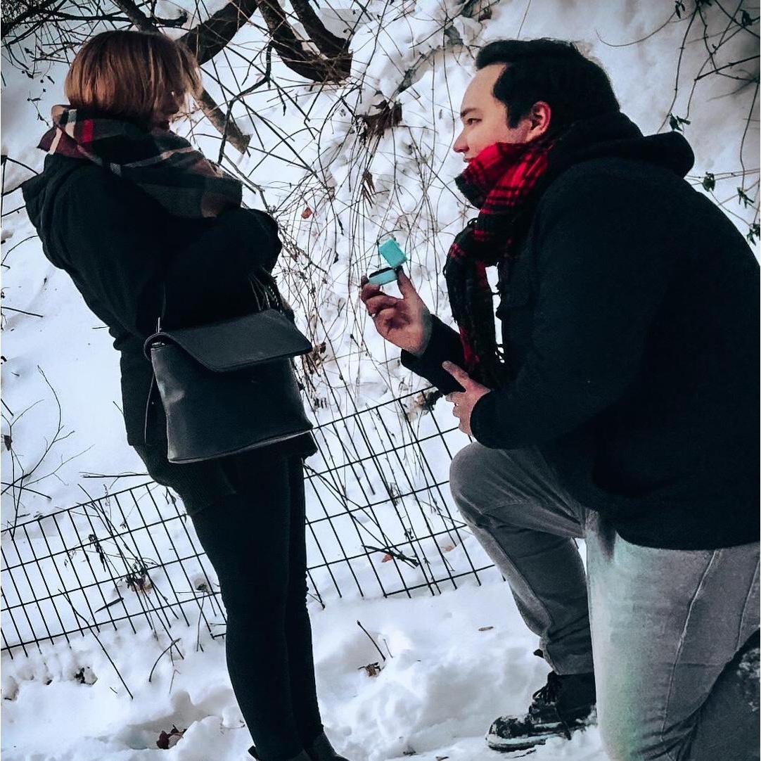 The moment when Justin popped the question to Courtney in Central Park!