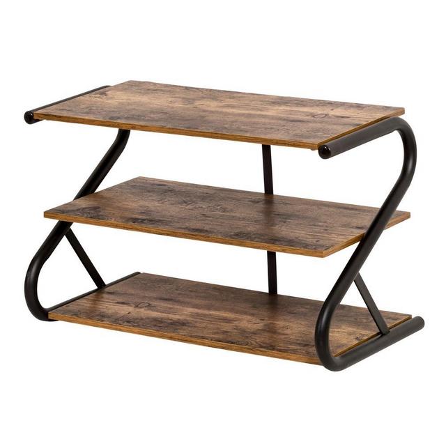 16 H 9-Pair 3-Tier Brown Wood Shoe Rack
