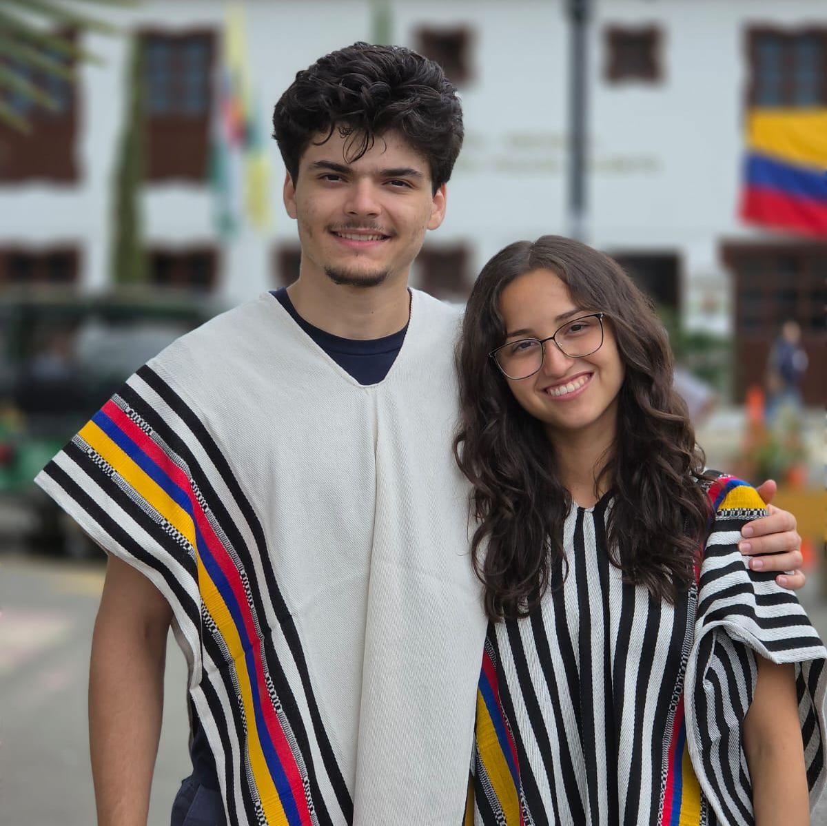 Wearing ruanas in Colombia! July 2025