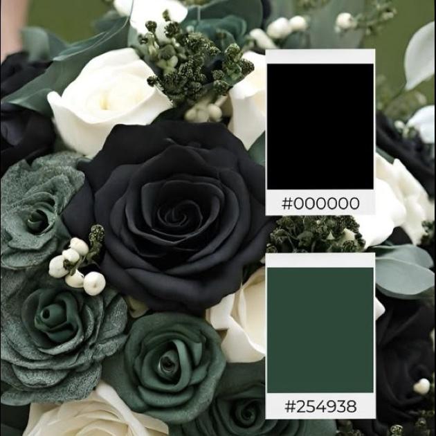 Wedding party/entourage colors.

Guests may follow these colors or wear any dark colored dresses/suits.

Dresses must be below the knee.