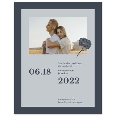 Smokey Navy, Blue Wedding Digital Save the Date - Catania Portrait