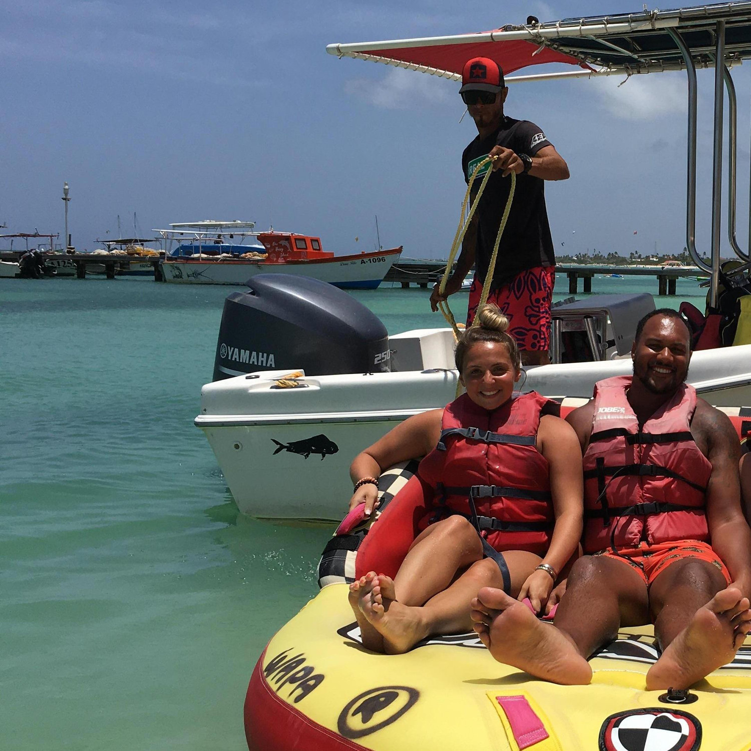 Tubing in Aruba... blood was shed on this but we survived!