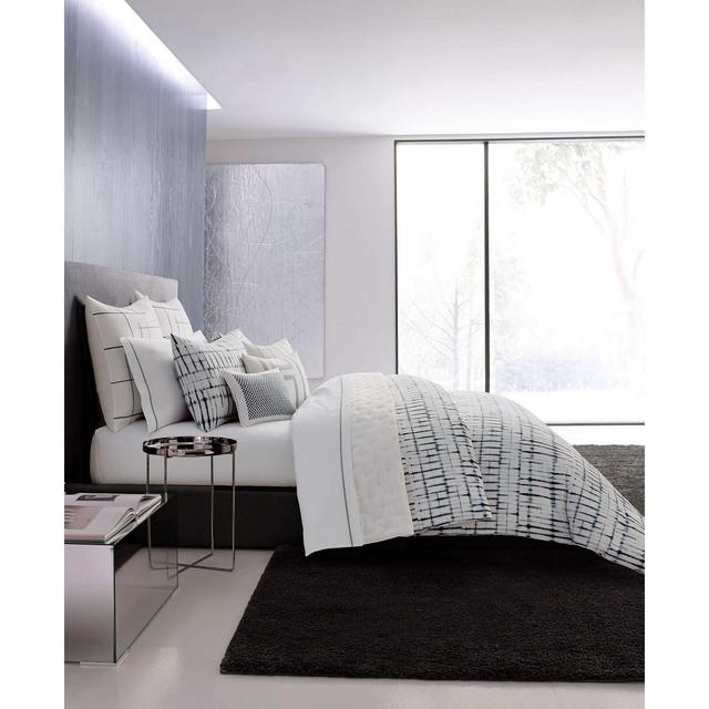 Vera Wang Shibori Grid White Duvet Cover Set, Queen